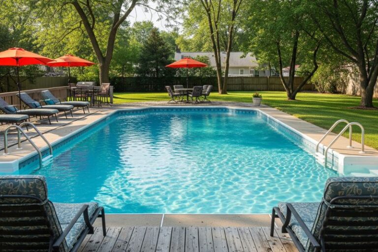 backyard oasis with a refreshing swimming pool.