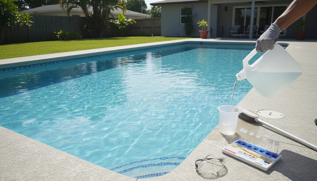 Muriatic Acid Dose for a 20,000-Gallon Painted Concrete Pool: pH and Alkalinity
