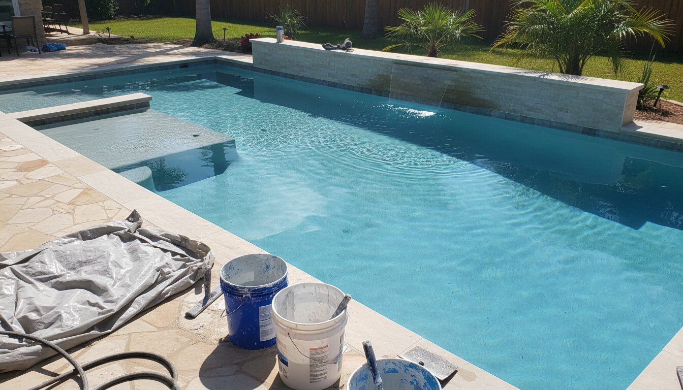 Pool Replaster Cost With a Tanning Ledge and Raised Beam Edge