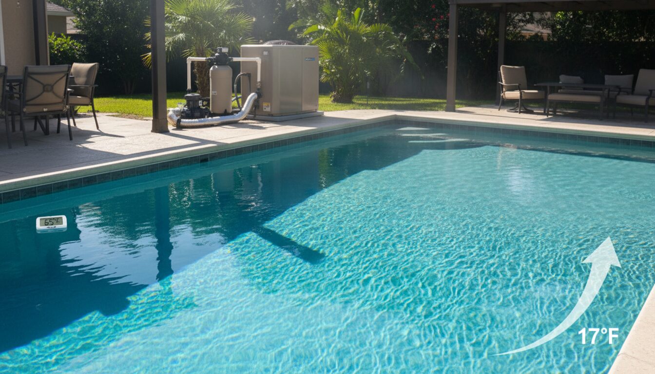 Heat Pump Warm-Up Time for a 20,000-Gallon Pool: 65°F to 82°F